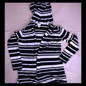 *MOVING SALE* Kenar Cardigan White Blue Striped Linen w/ Hood